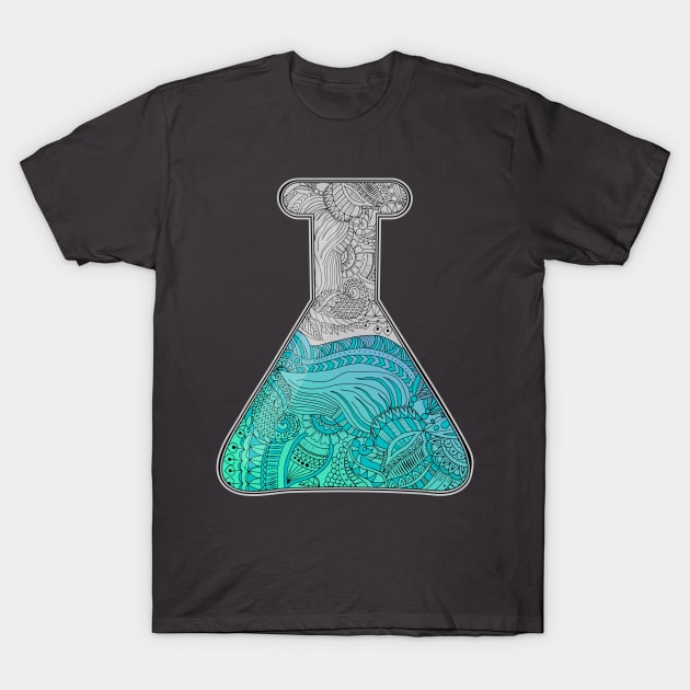 Zentangle textured laboratory test tube T-Shirt by ComPix